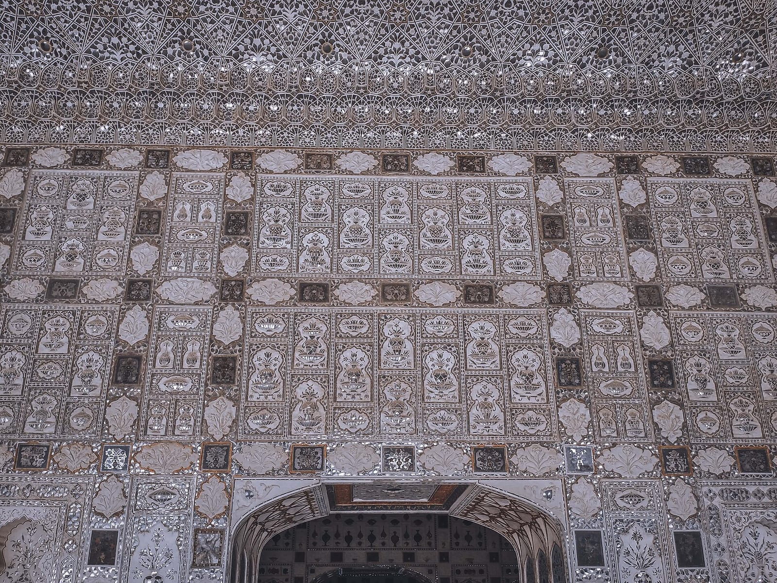 Jaipur palace mirror ceiling detail