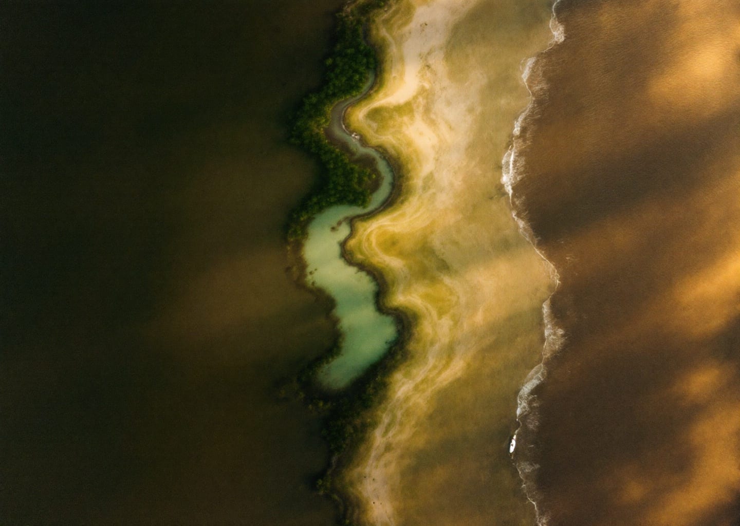 Guinea-Bissau mangrove coastline aerial view