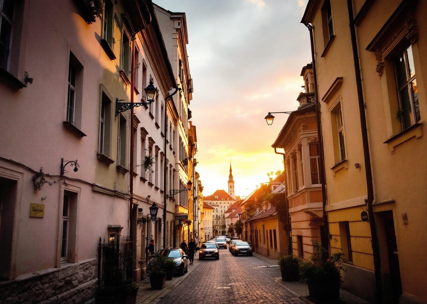 Lviv old town narrow street architecture