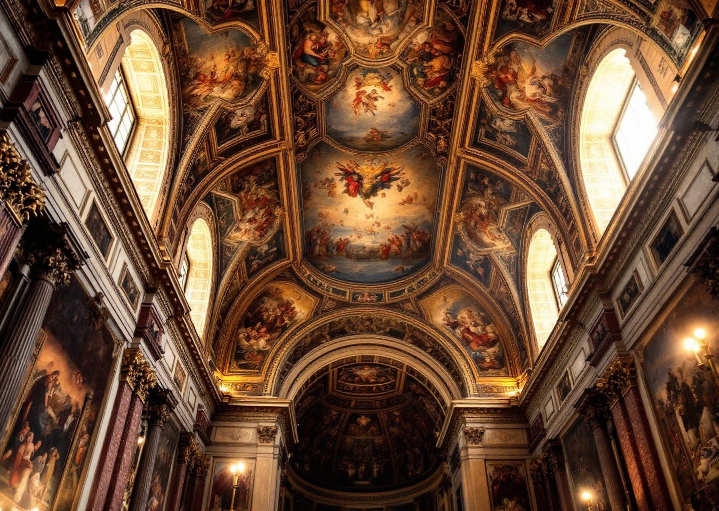 Sistine Chapel interior ceiling frescoes