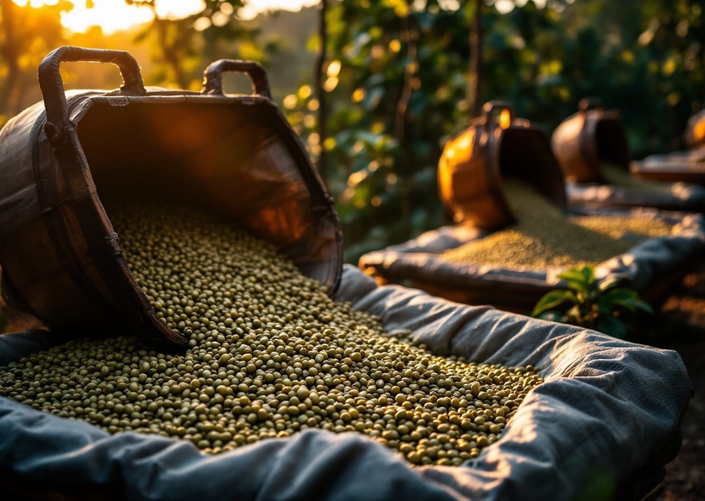 Coffee plantation Costa Rica green beans drying