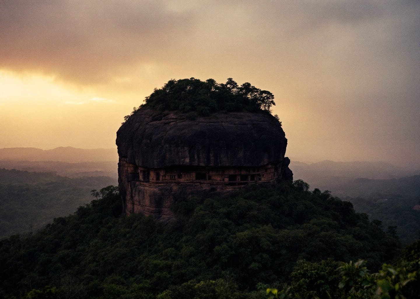 Sigiriya Lion Rock during monsoon