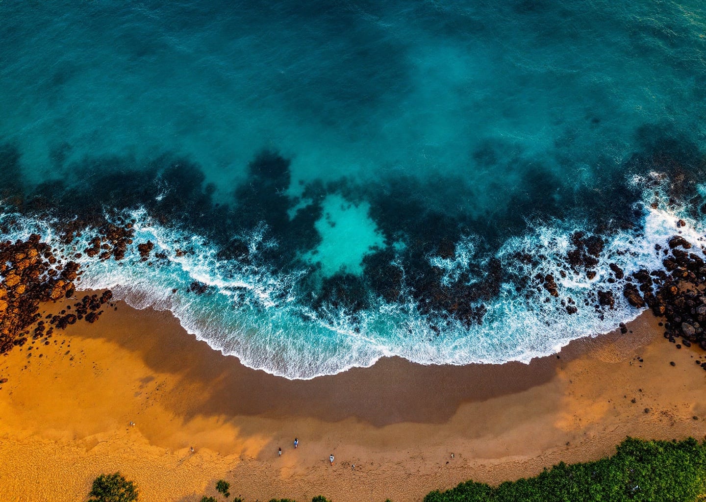Aerial view of Playa Conchal beach Costa Rica turquoise water