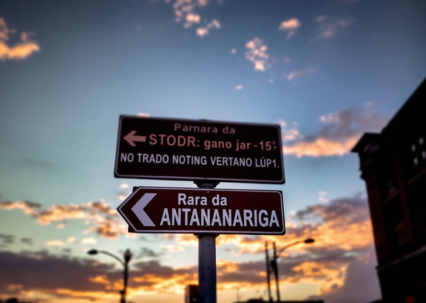Antananarivo street bilingual signs