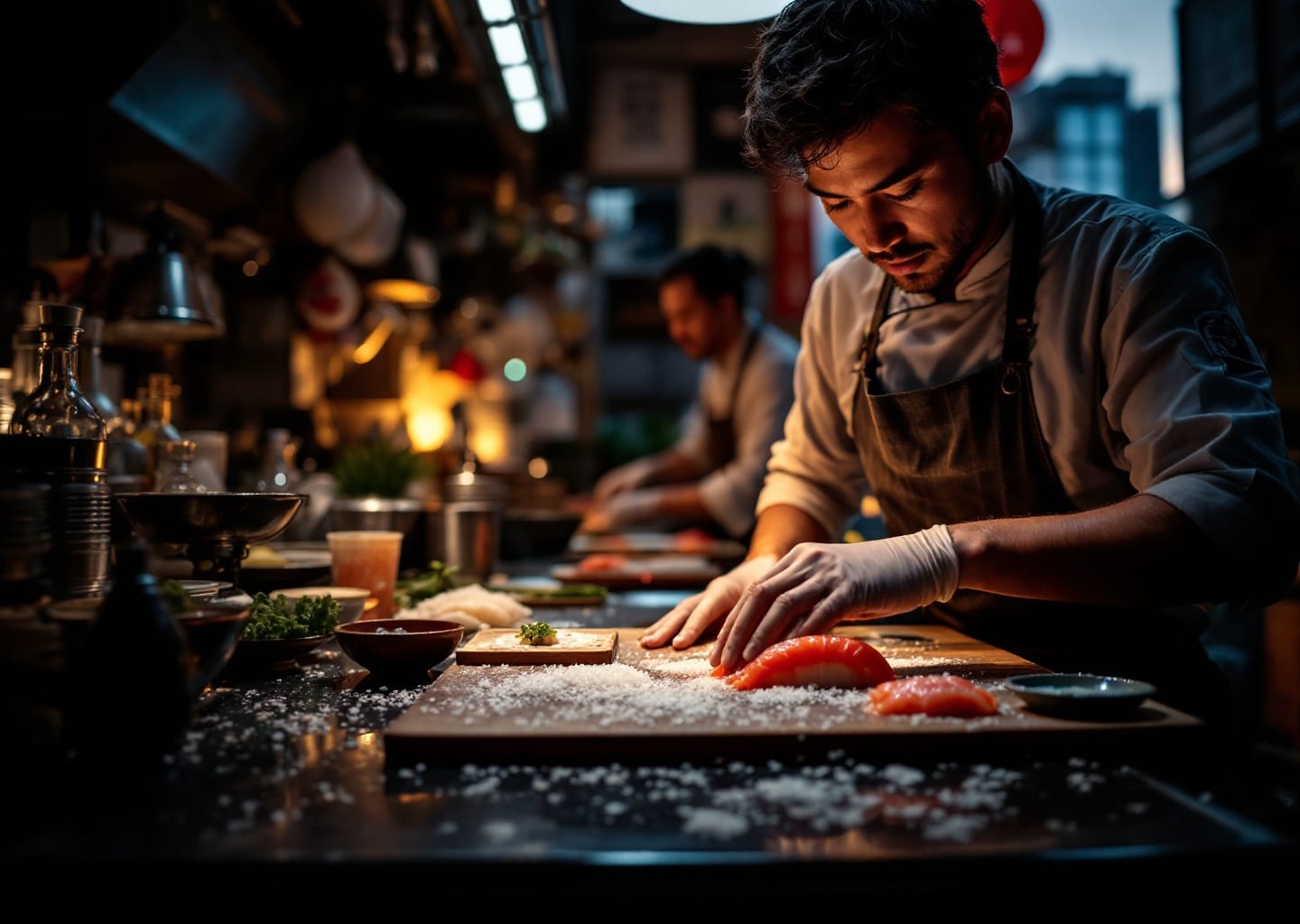 Sushi chef preparing nigiri Tokyo