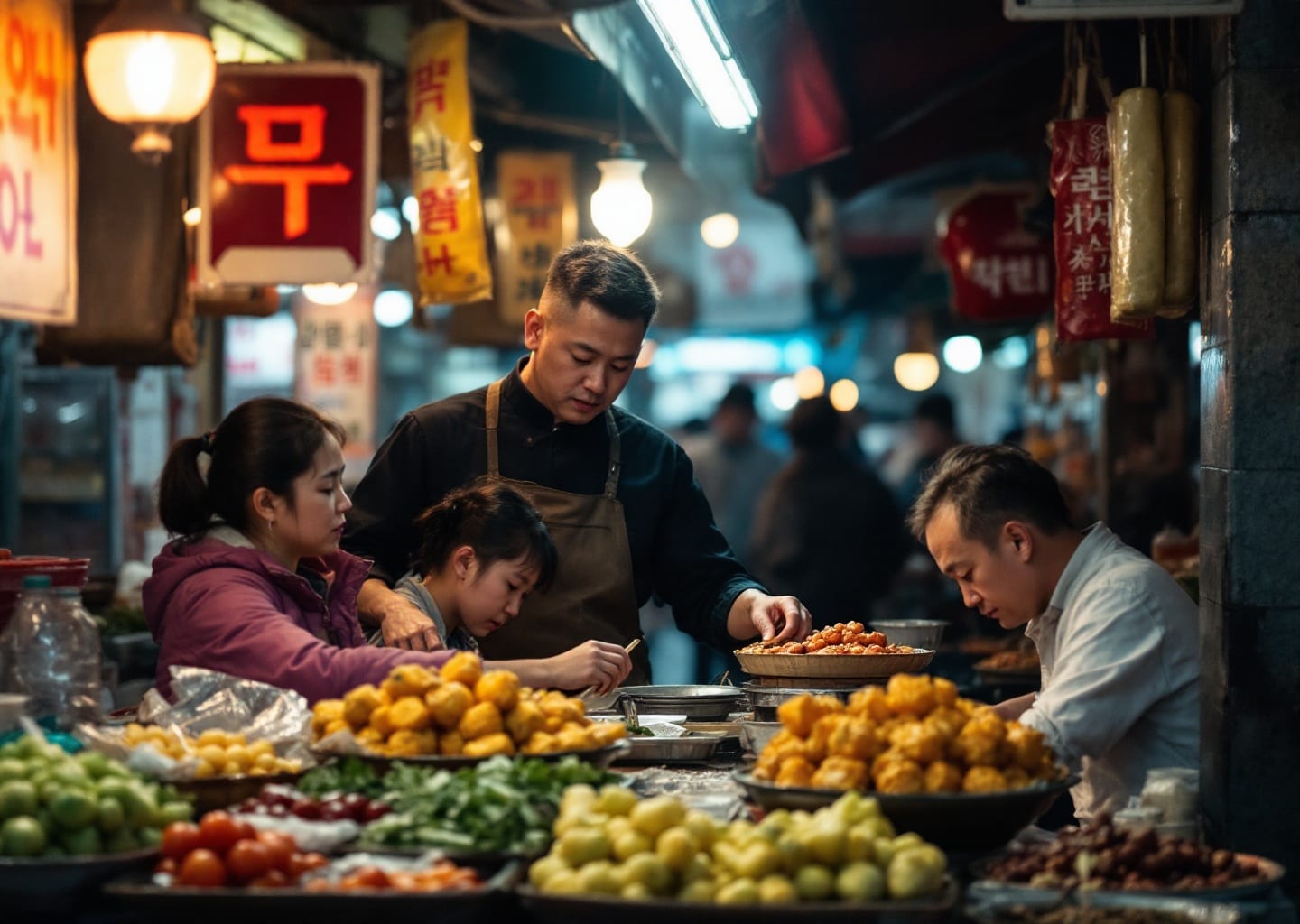 North Korean market food stall